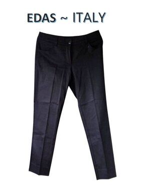 💠 EDAS ITALY Italian Black Pants sz M Pockets Slim Fit Pockets Cotton